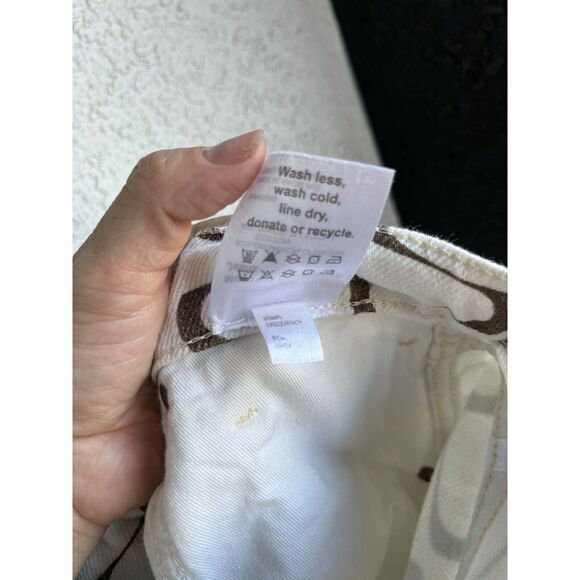 Reformation Mod High Rise Straight Leg Pants - Size 29 - Ivory/ Brown - Picture 9 of 9